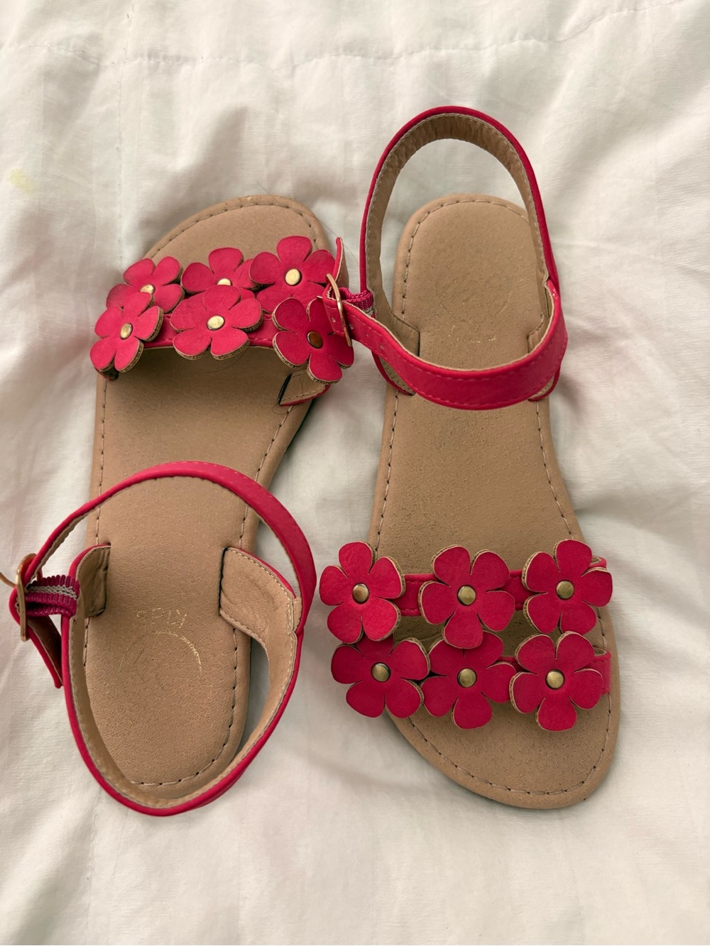 Girls' Pink Floral Strap Sandals - size 1